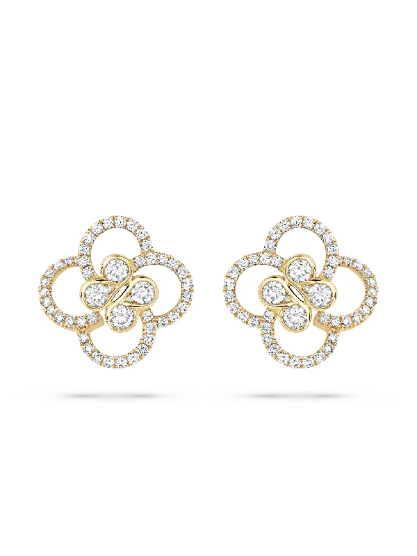 Bamboo style earrings-Be Boodles Yellow Gold Diamond Earrings