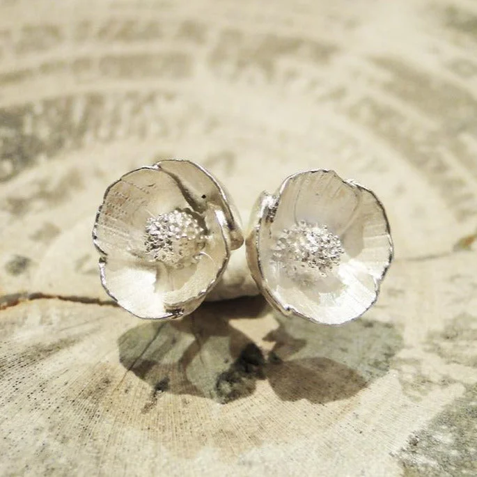 Light clay earrings-Poppy Sterling Silver Post Earrings