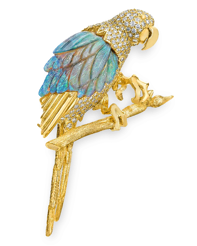 Fluid art brooch-Henry Dunay Opal Bird Brooch, 21.69 Carats