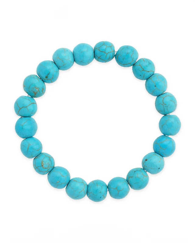 Fiber edge bangles-Dark Turquoise Beaded Stretch Bracelet