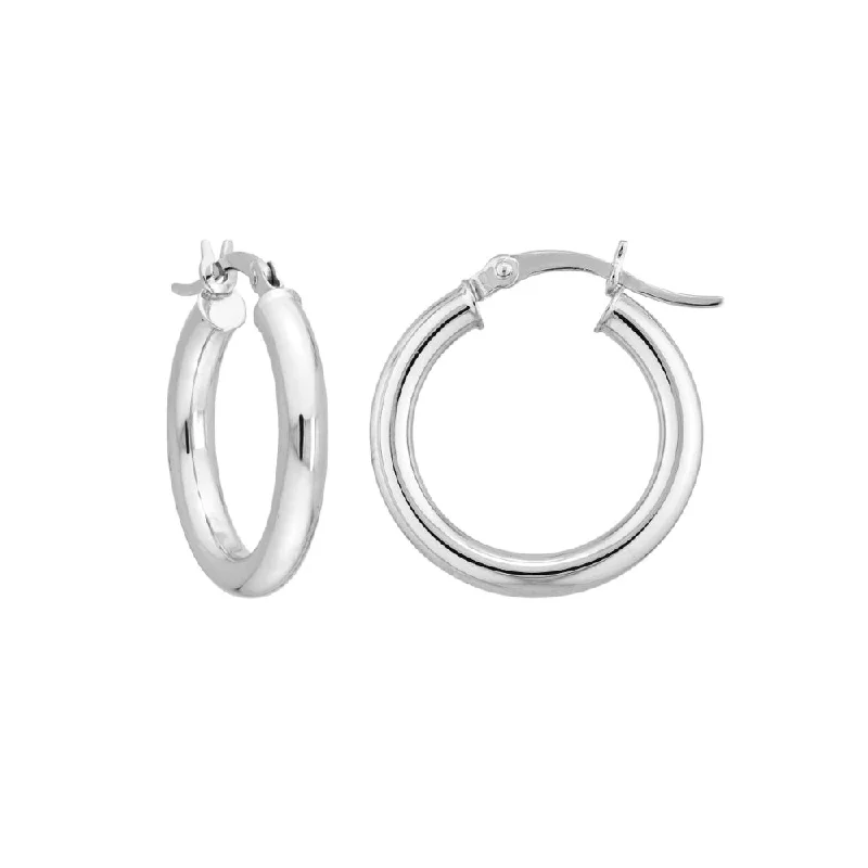 Birch wood earrings-Sterling Silver Polished Hoop Earrings