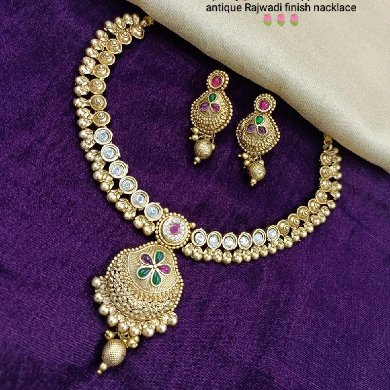 Cosmic charm necklaces-Manisha Jewellery Gold Plated Traditional Necklace Set