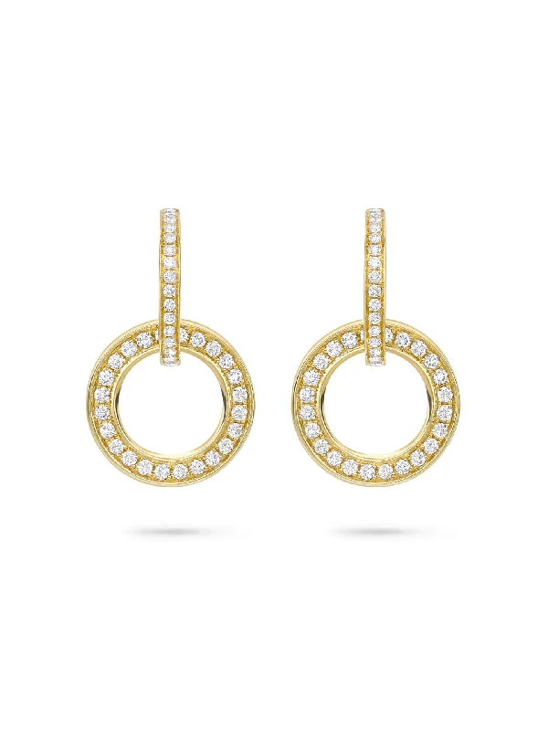 Bold cross earrings-Roulette Large Yellow Gold Diamond Earrings