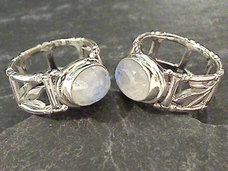 Beaded gem rings-Size 6.25 Moonstone, Sterling Silver Ring