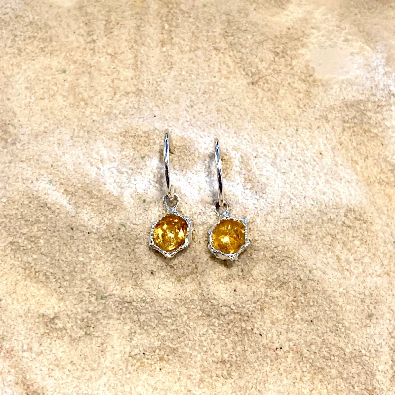 Owl wing earrings-Honeycomb 14K Gold and Sterling Silver Frech Hook Earrings