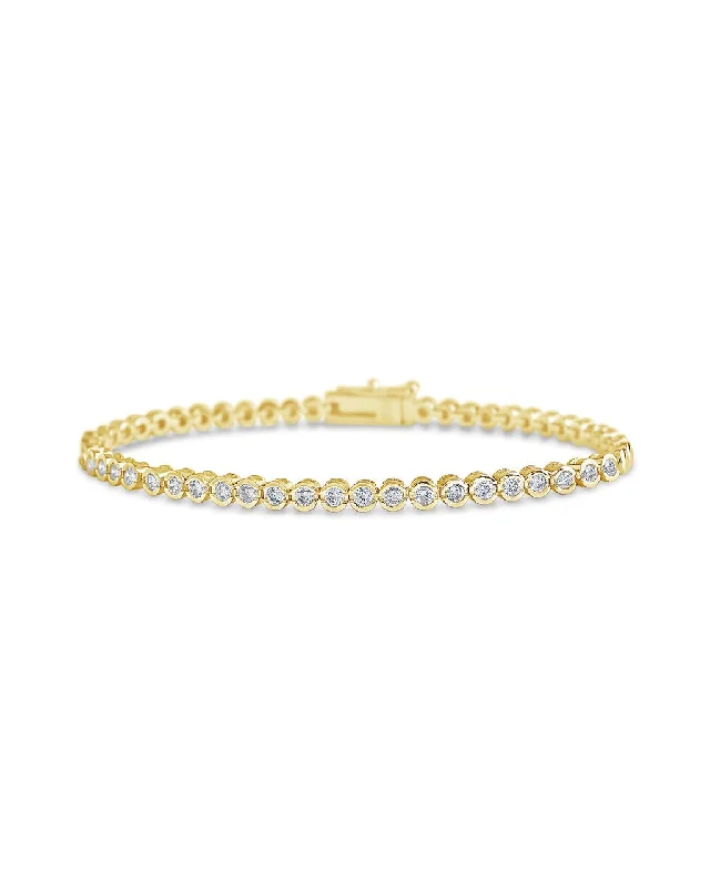 Braided silk bangles-Bezel CZ Tennis Bracelet