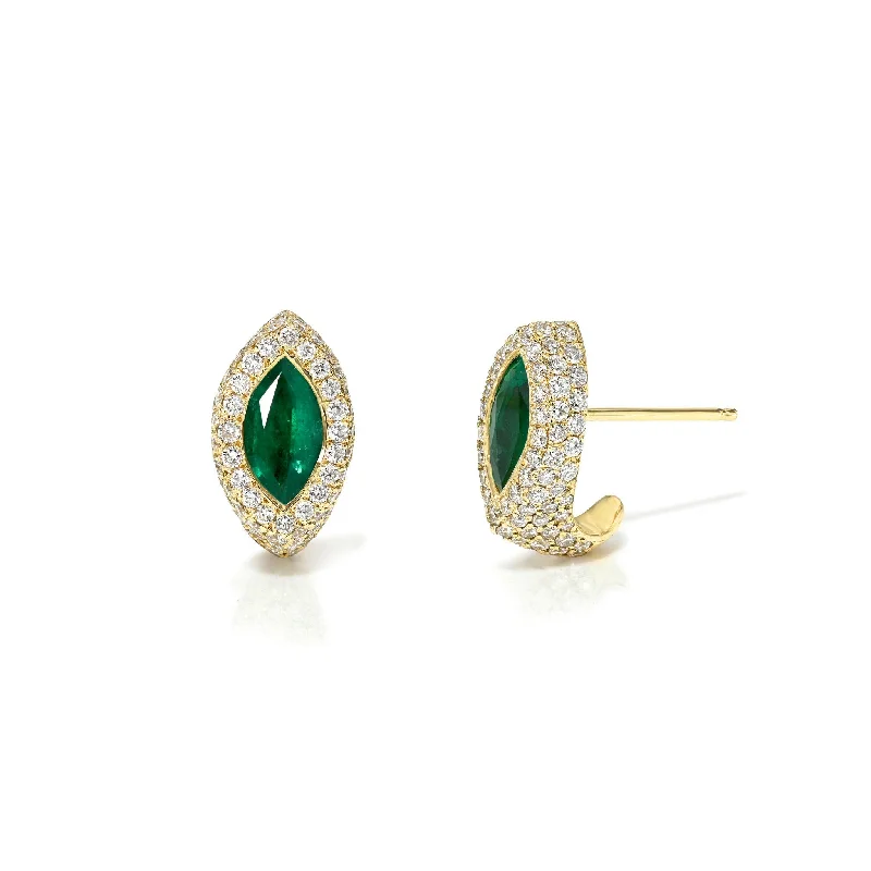 Twine bead earrings-Pavé Marquise Emerald Stuggies