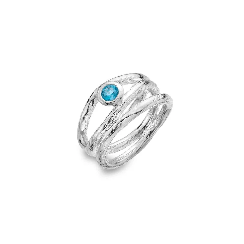 Woven cord rings-Sea Gems Blue Tides Ripple Ring