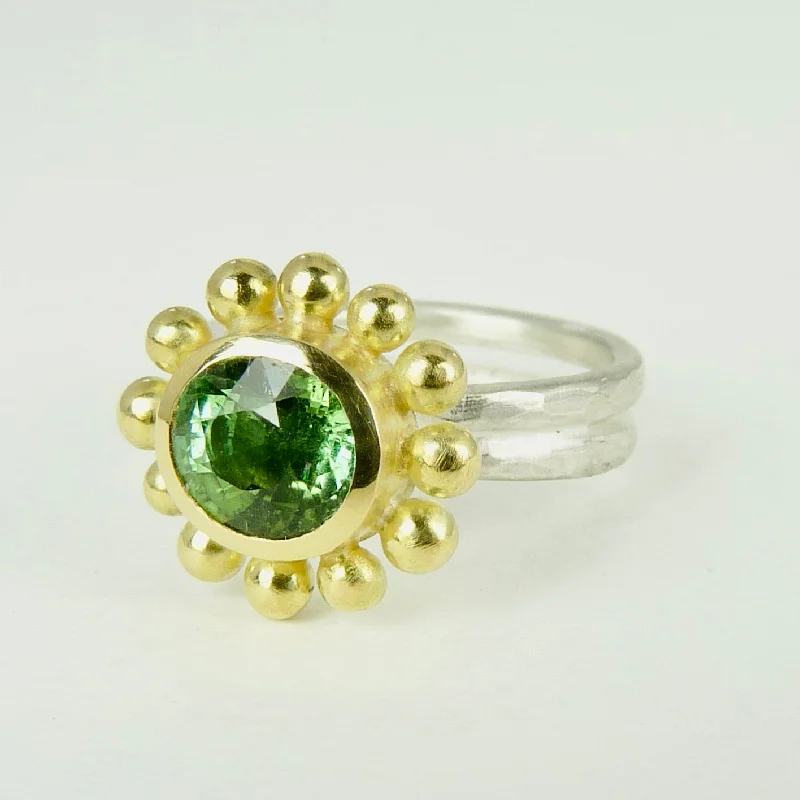 Ruby gem rings-Green Tourmaline Courtesan Ring