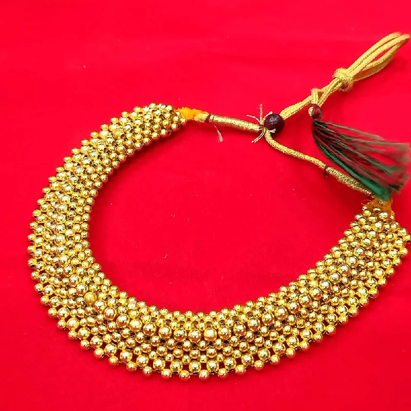 Elastic thread necklaces-Pooja Bangles Gold Plated Pearl Necklace Set