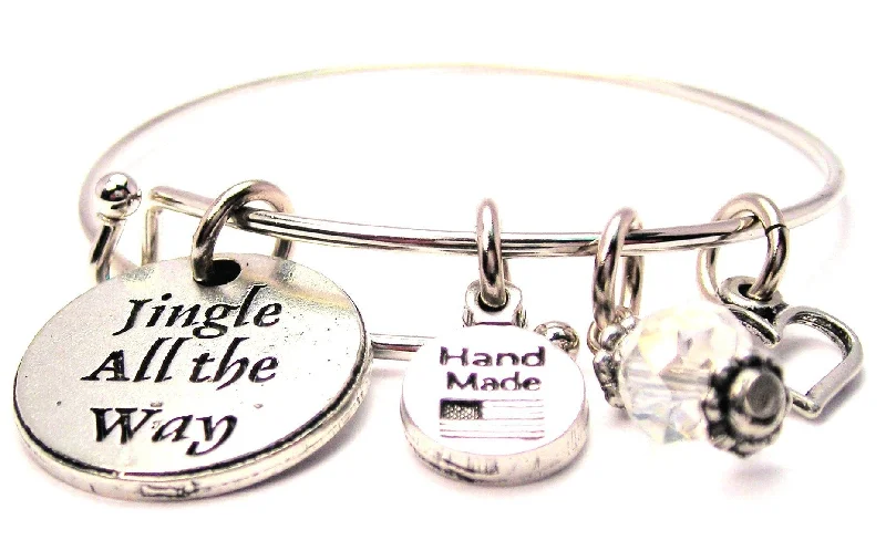 Dainty silver bangles-Jingle All The Way Circle Bangle Bracelet