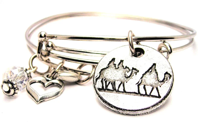 Worn clasp bangles-Three Wise Men On Camels Expandable Bangle Bracelet Set