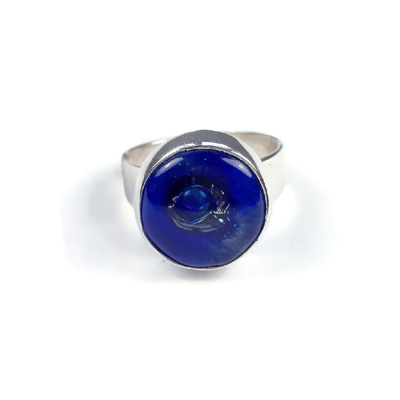 Small stack rings-Round Blown Glass Ring - Navy