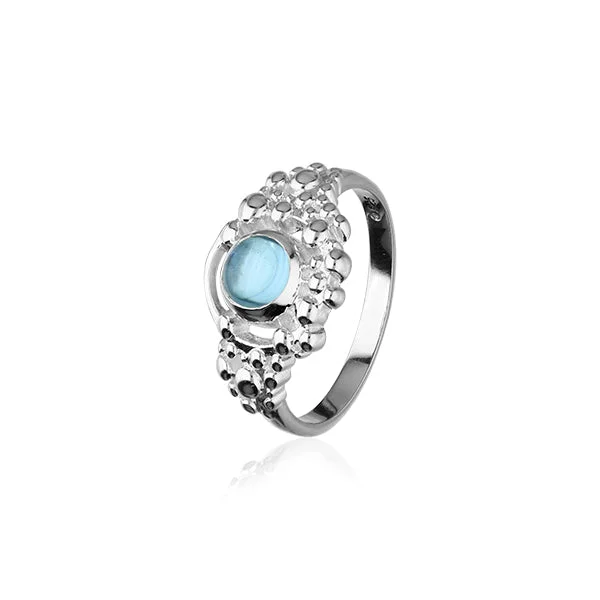 Open frame rings-Seafoam Silver Stone Ring CR172