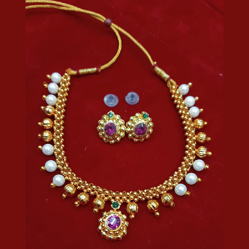 Tribal tassel necklaces-Manisha Jewellery Gold Plated Necklace Set