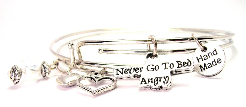 Worn charm bangles-Never Go To Bed Angry Expandable Bangle Bracelet Set