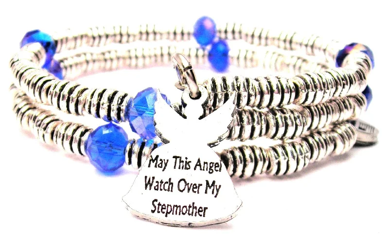 Wave motif bangles-May This Angel Watch Over My Stepmother Curly Coil Wrap Style Bangle Bracelet