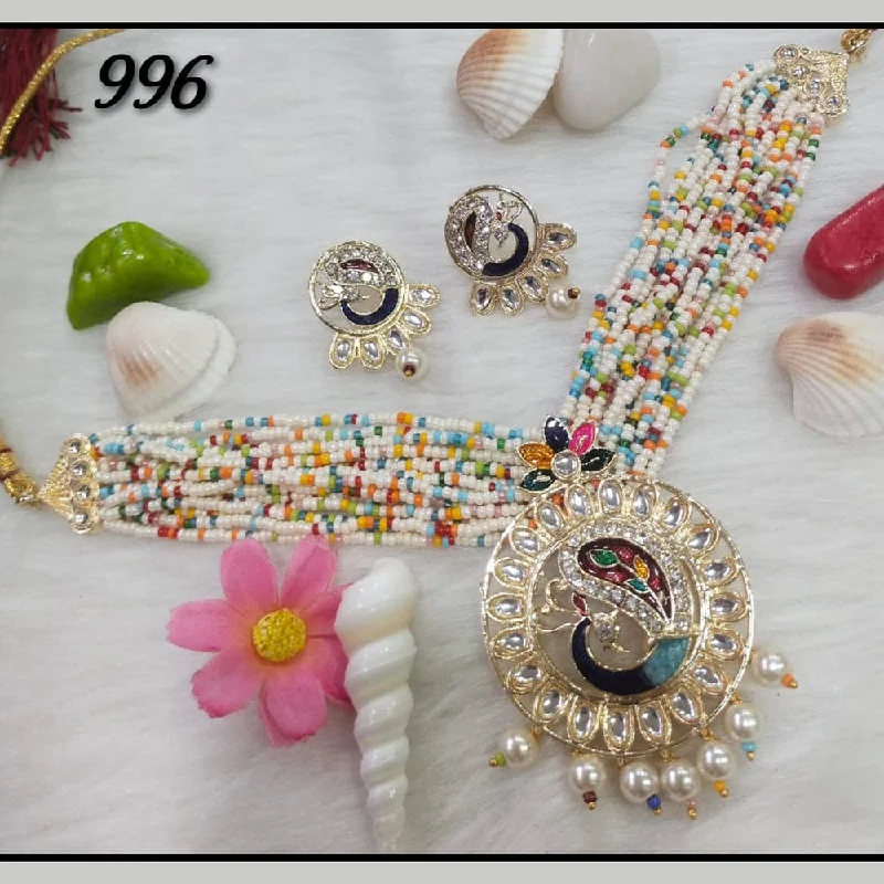 Raised bar necklaces-Manisha Jewellery Gold Plated Kundan Stone & Meenakari Necklace Set