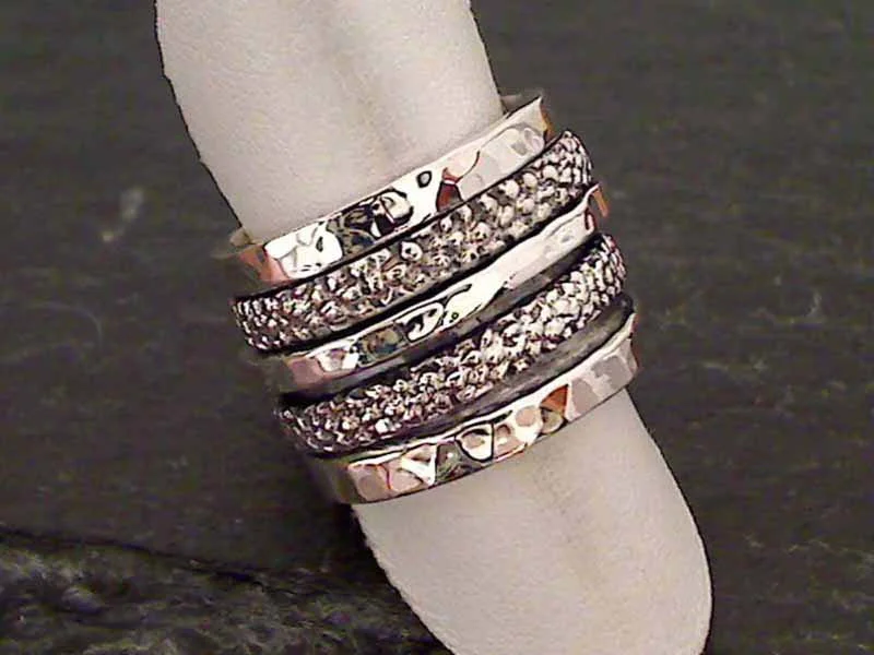 Light wood rings-Size 7 Sterling Silver Spinner Ring