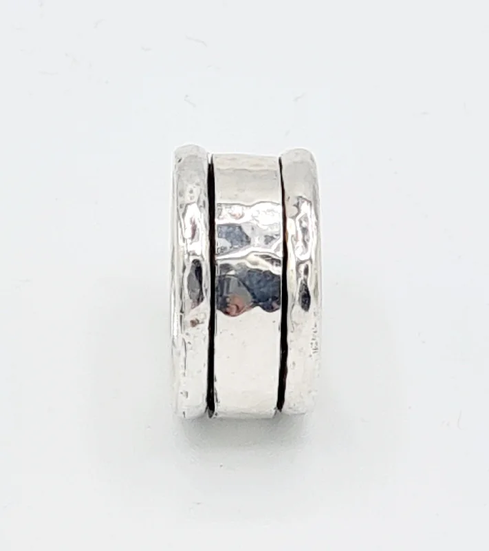 Peace design rings-Yaron Morhaim Sterling Silver Spinning Wide Band