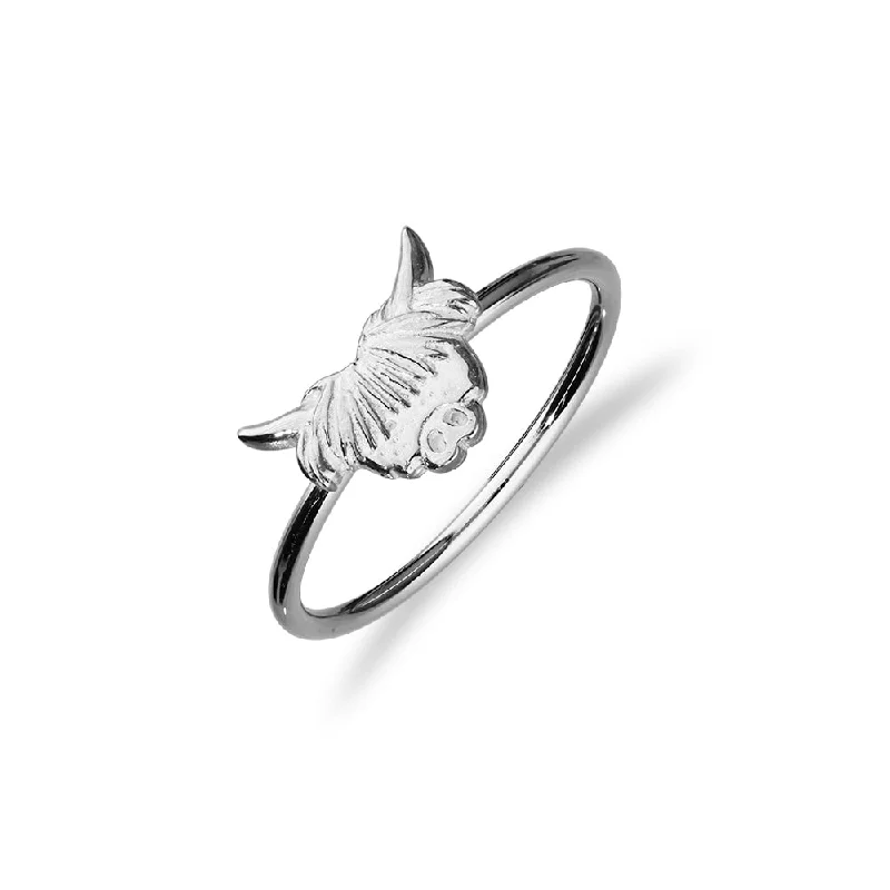 Astro birthstone rings-Highland Cow Silver Ring FR 43