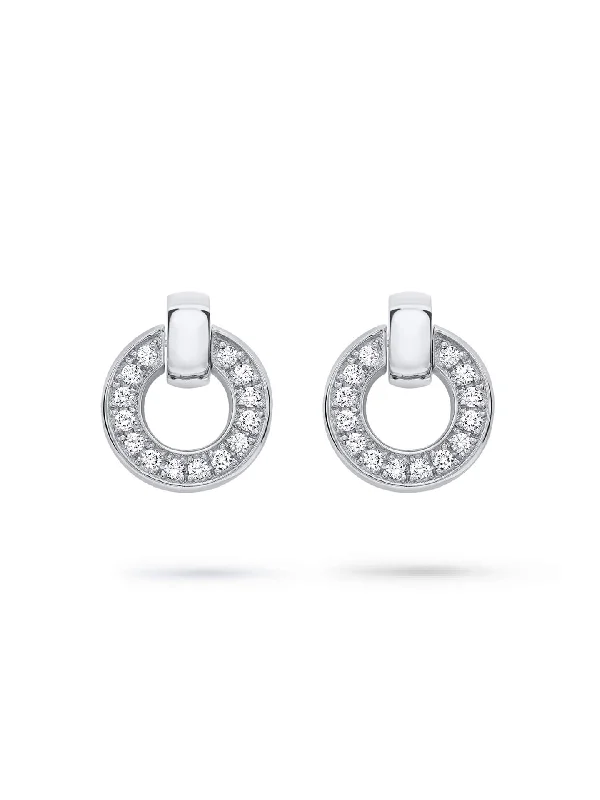 Astro design earrings-Roulette White Gold Diamond Flip Earrings