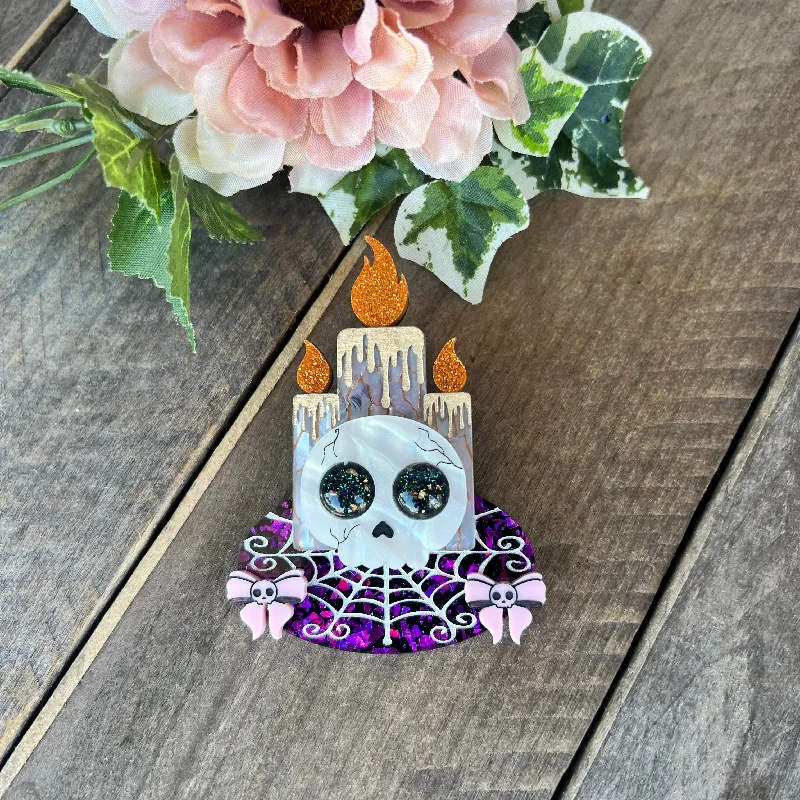 Mixed metal brooch-Spooky Candle Brooch (Last Chance!)