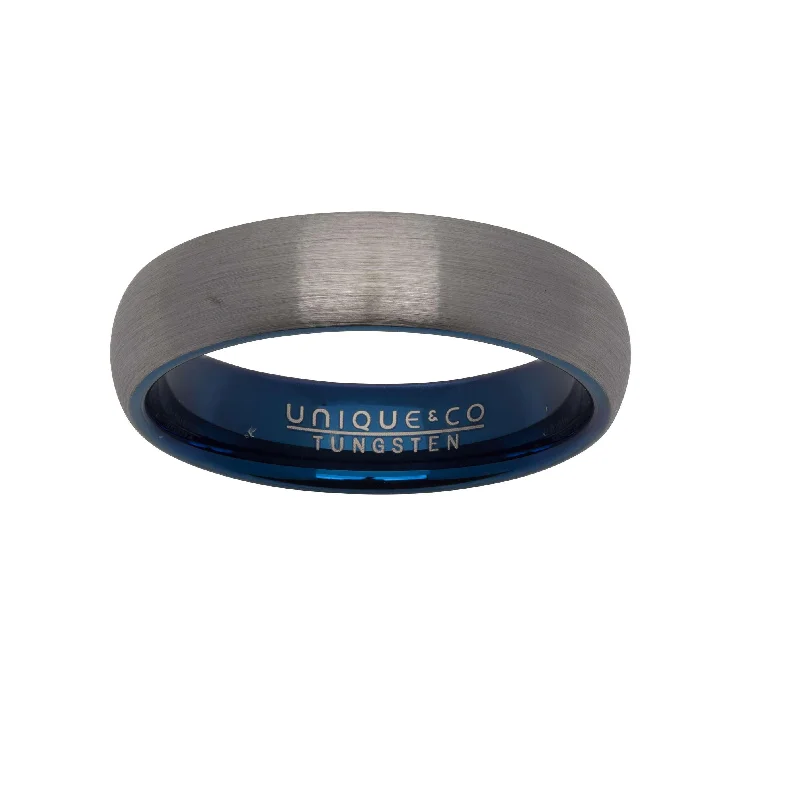 Bead-woven rings-Unique & Co 6mm Tungsten Ring with Blue IP