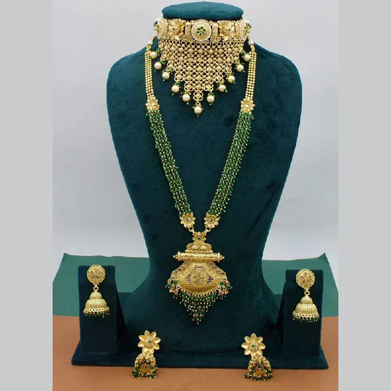 Sleek drop necklaces-Manisha Jewellery Gold Plated Pota Stone Necklace Combo