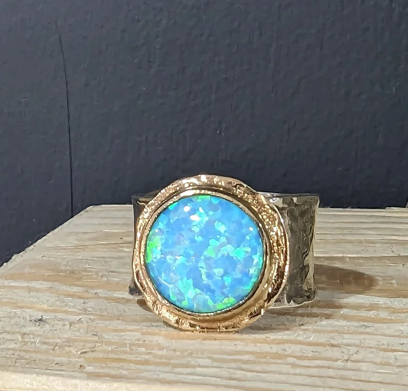 Java tile rings-Yaron Morhaim 9ct Gold Opal Ring