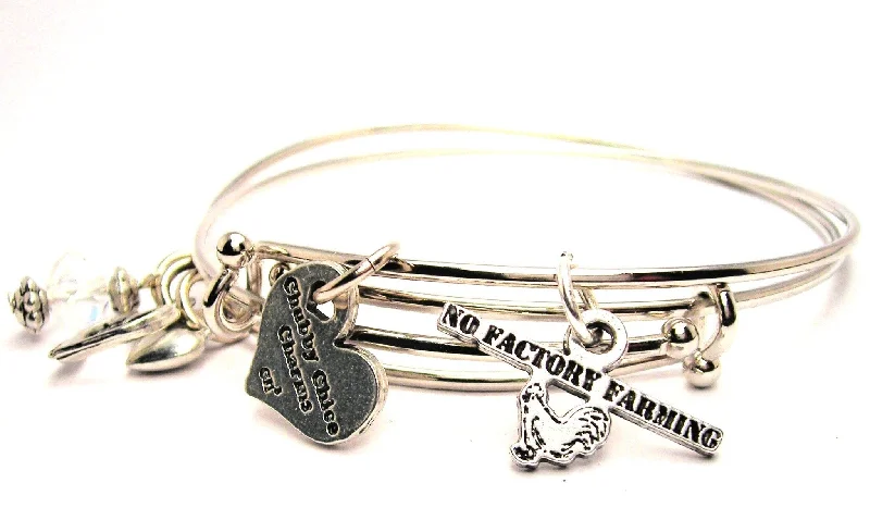 Frosted glass bangles-No Factory Farming Expandable Bangle Bracelet Set