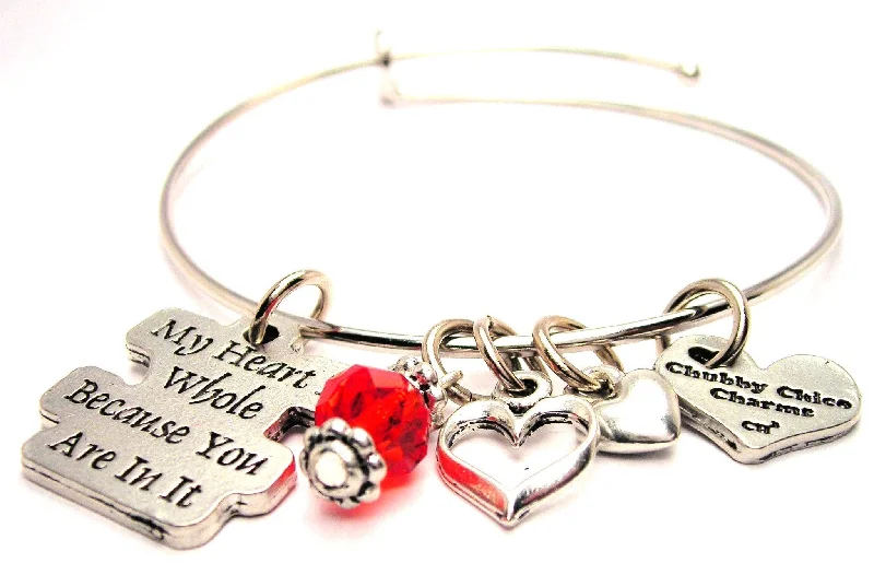 Ruby gem bangles-My Heart Is Whole Because You Are In It Expandable Bangle Bracelet