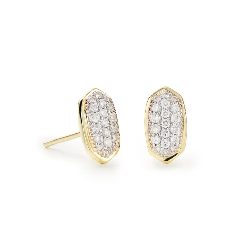 Wide cuff earrings-Kendra Scott Amelee 14k Gold Stud Earrings in Pave Diamond