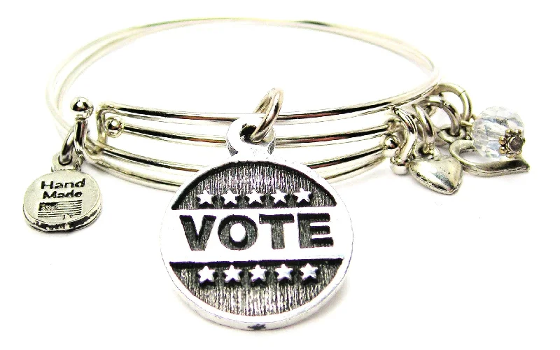 Rose gold bangles-Vote Expandable Bangle Bracelet Set