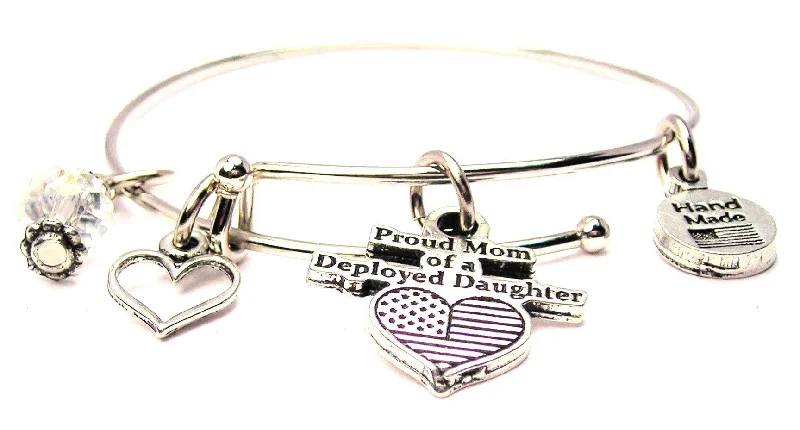 Tiny stack bangles-Proud Mom Of A Deployed Daughter Expandable Bangle Bracelet