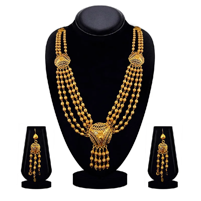 Heavy collar necklaces-Kalyani Forming Gold plated Necklace set