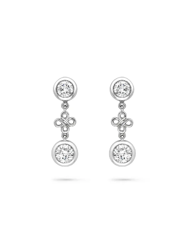 Minimal gem earrings-Beach Platinum Detachable Diamond Drop Earrings