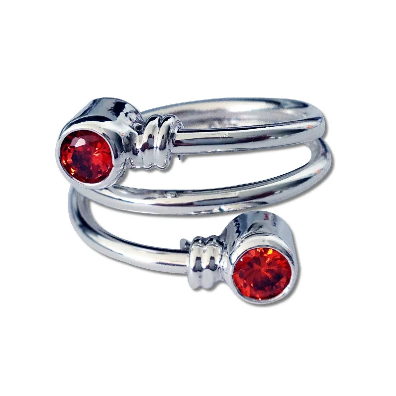 Quartz stone rings-Curly CZ Ring - Red