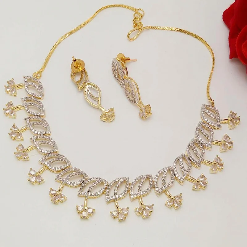 Nine-strand necklaces-Manisha Jewellery Gold Plated AD Necklace Set